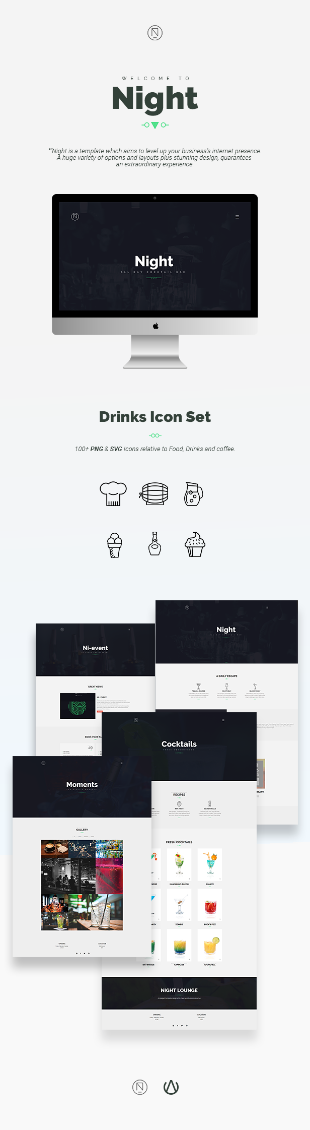 Night | Cocktail Bar / Cafe Bootstrap Template - 1